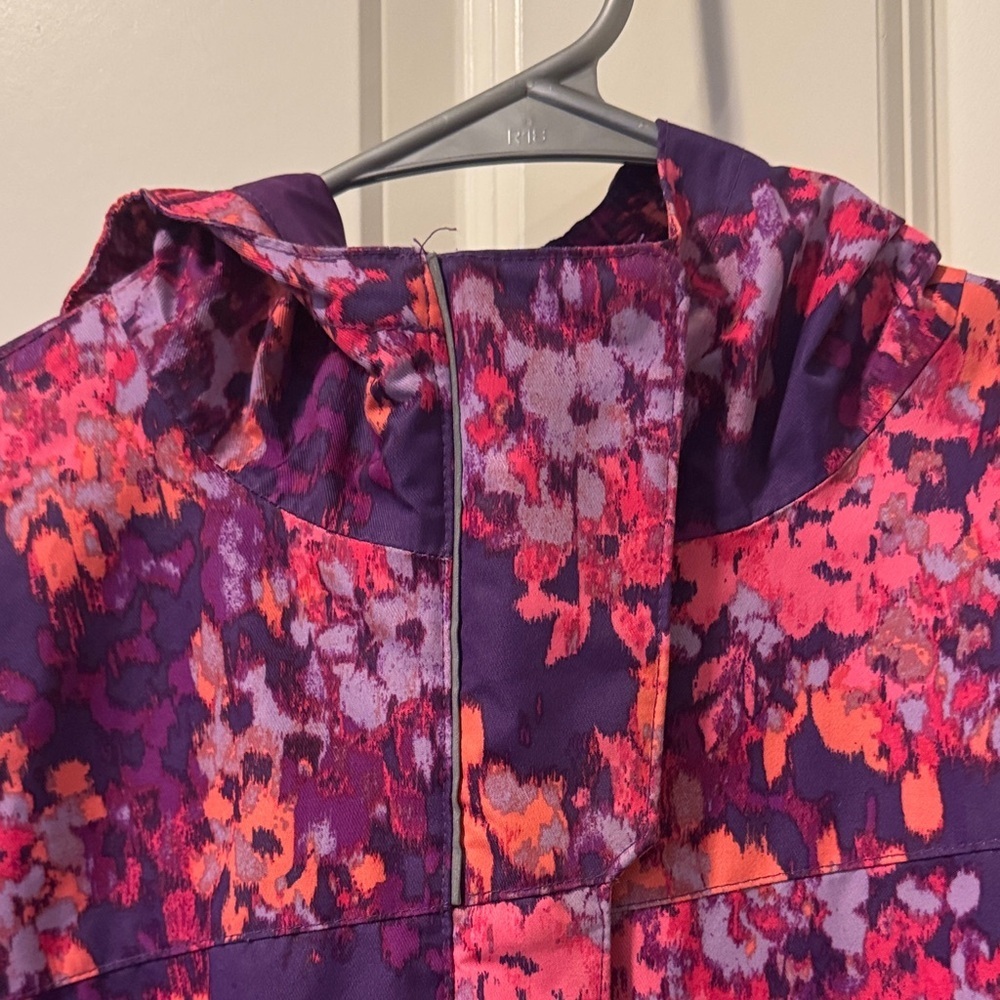 Columbia Kids Purple Floral Waterproof Coat with Pink & Orange Accents - Picture 5 of 14